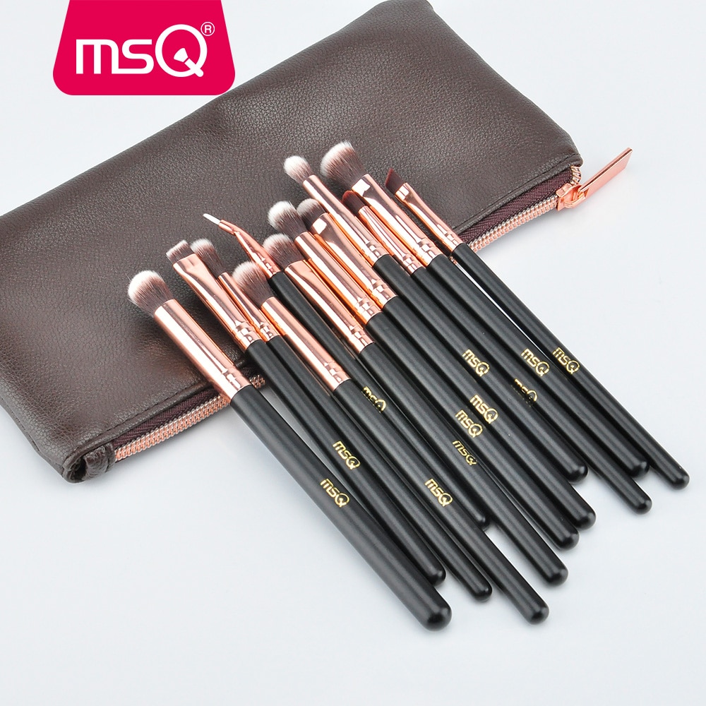 Msq 12Pcs Oogschaduw Make-Up Kwasten Set Concealer Oogschaduw Blending Eyeliner Dtail Pincel Maquiagem Rose Gold Make Up Borstel