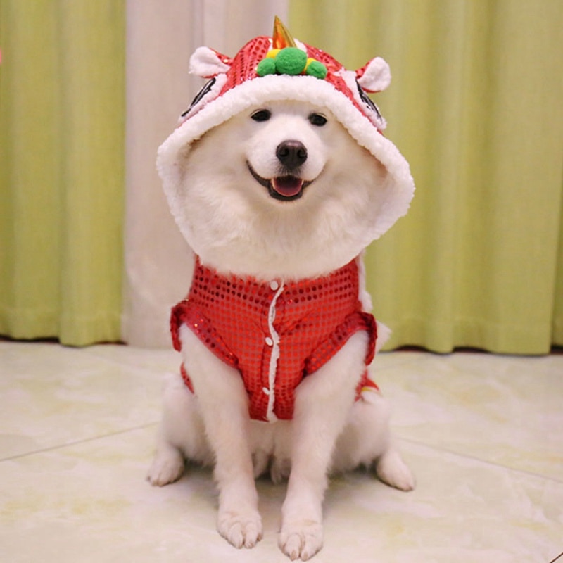 Grappige Hond Kleding Jaar Huisdier Chinese Kostuum Draak Dans Leeuw Hond Kleding Chinese Stijl Jaar Draak Dans makeover