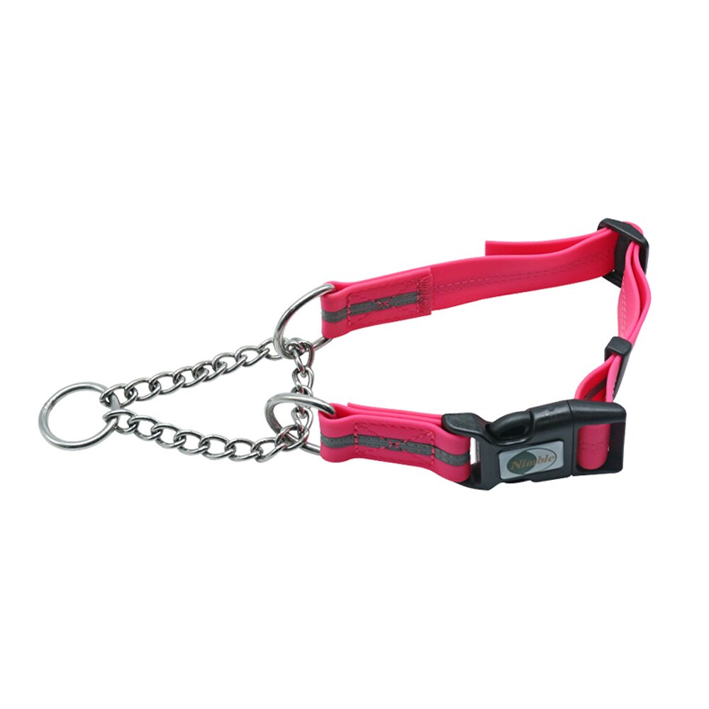 Hondenhalsband met ketting van pvc, reflecterend kussen, anti-bijt, verstelbare trainingshalsband voor grote en kleine honden, puppyproducten: Roze / M