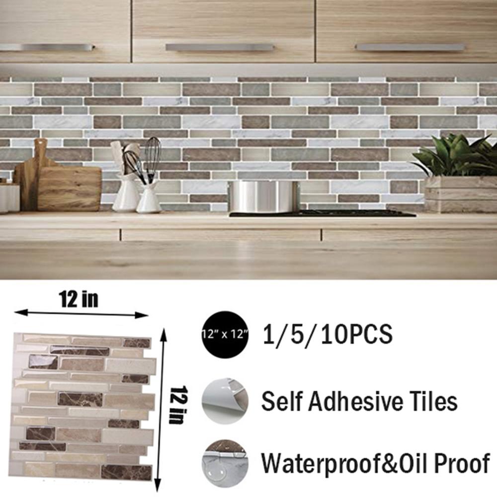 1/5/10PCS Wall Stickers Peel and Stick 3D Tile Sticker Self Adhesive Stick On Wall Tile for Kitchen Backsplash and Bathroom