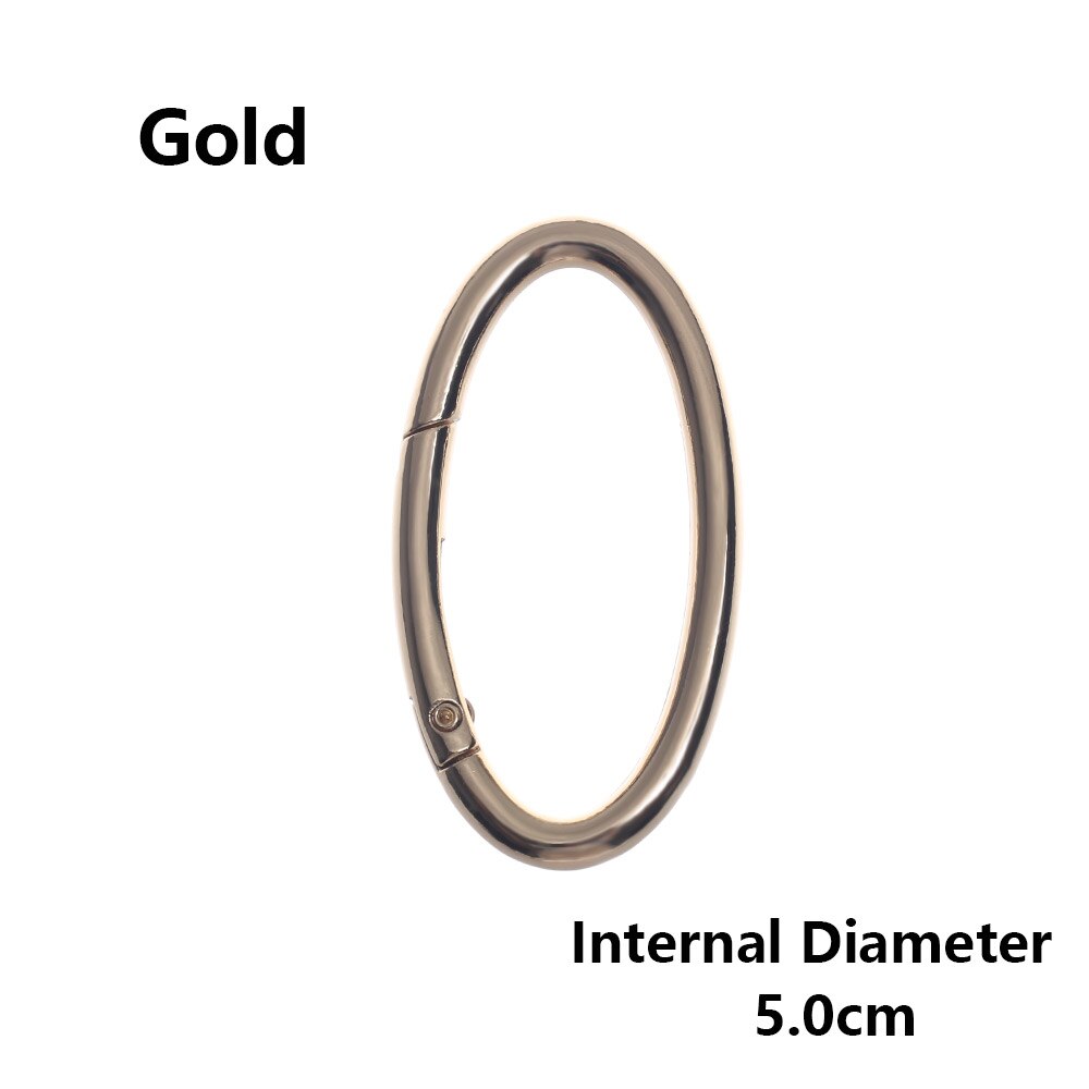 2PCS Zinc Alloy Plated Gate Spring Oval Ring Buckles Clips Carabiner Purses Handbags Oval Push Trigger Snap Hooks Carabiners: 5.0cm-gold