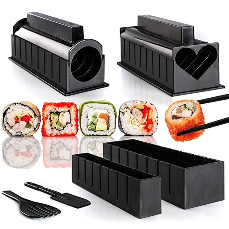 Juego de moldes para hacer Sushi, 11 Uds., equipo de fabricación de Sushi, Kit de molde de rollo, molde de pastel de bola de arroz japonés