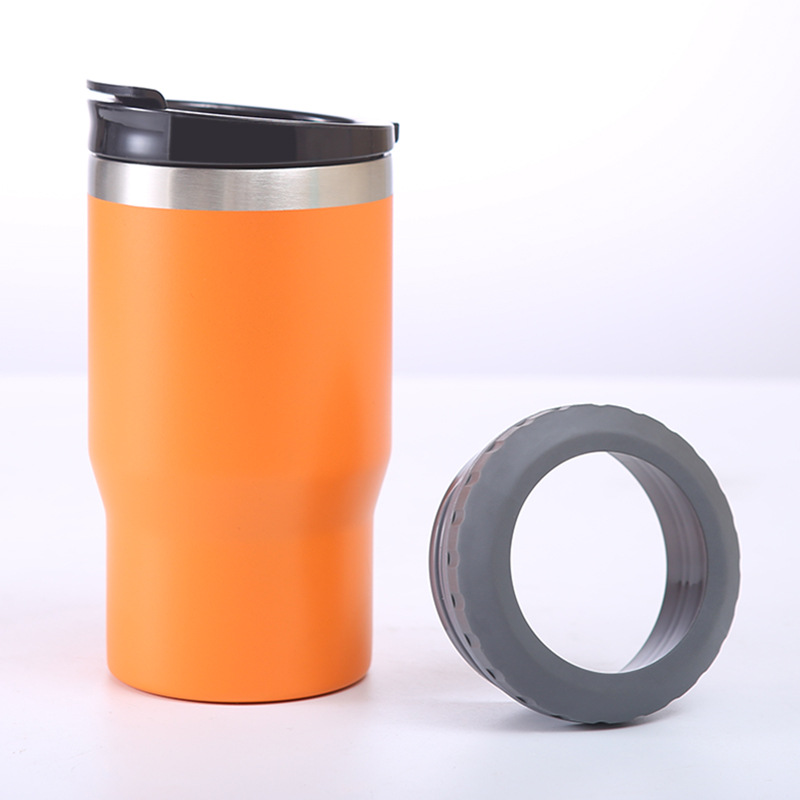 14oz Can Cooler Stainless Steel Insulated Skinny Beer Cooler Insulator Holder With 2 Lids Thermos Copo Termico Water Bottle: 14