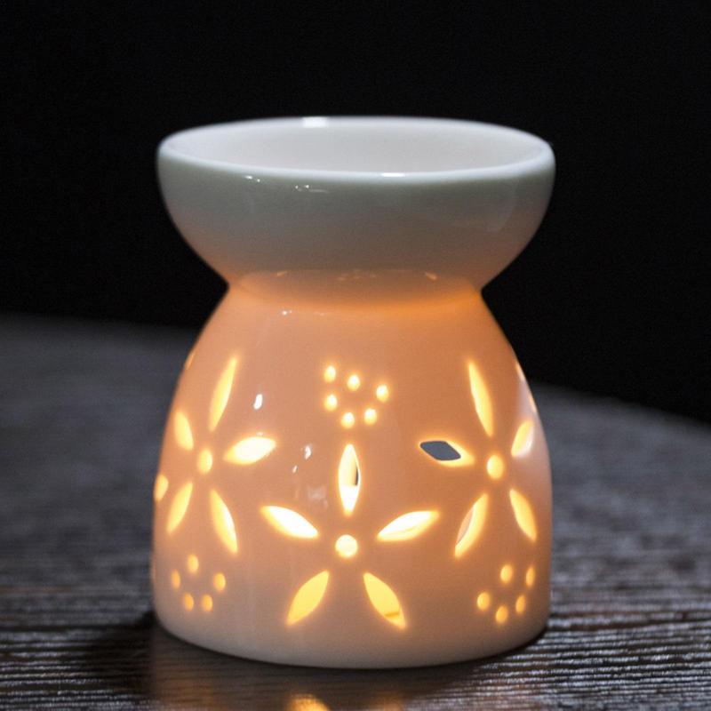 Ceramic Oil Burner With Candle Holder Romantic Tealight Candle Holder Essential Oil Incense Aroma Diffuser Oil Stove Home Decor