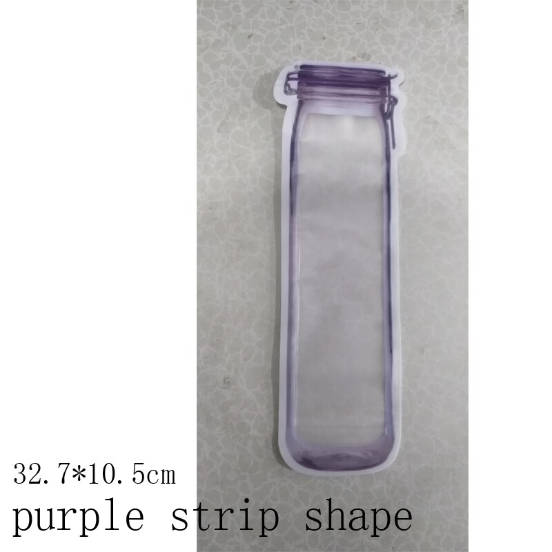 Zelfdichtende Kleine Zip Lock Voedsel Verpakking Zakken Mason Fles Home Storage Organisatie 5Pcs Vacuüm Verse Pvc Voedsel opbergtas: purple strip shape