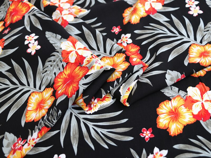 100Cm * 145Cm Planten Hawaii Stof Zacht Zomer Jurk Materiaal Viscose Poplin