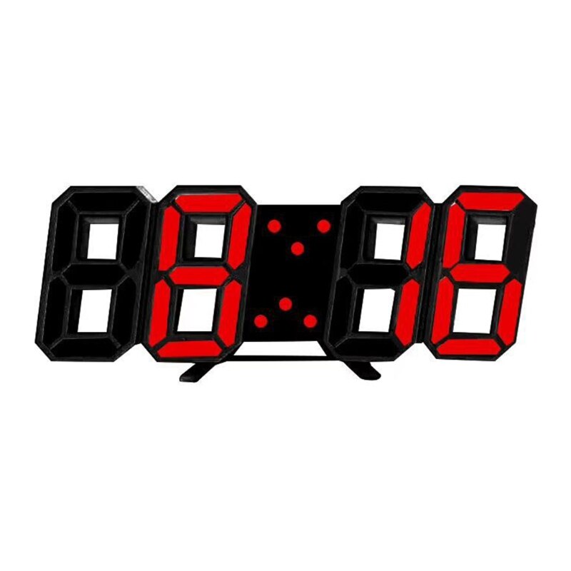 M6CF Digital Alarm Clocks 3D LED Display Time/Date/Temperature Snooze Wall Lamp Clock: Red