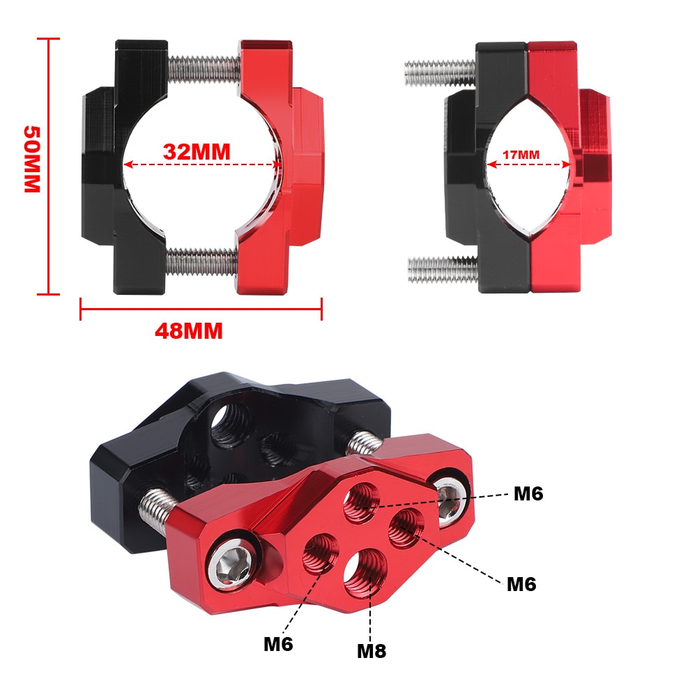 Motorcycle Spotlight Bracket Red Black CNC 17-32mm Multifunctional headlight bracket Motorcycle Accessories