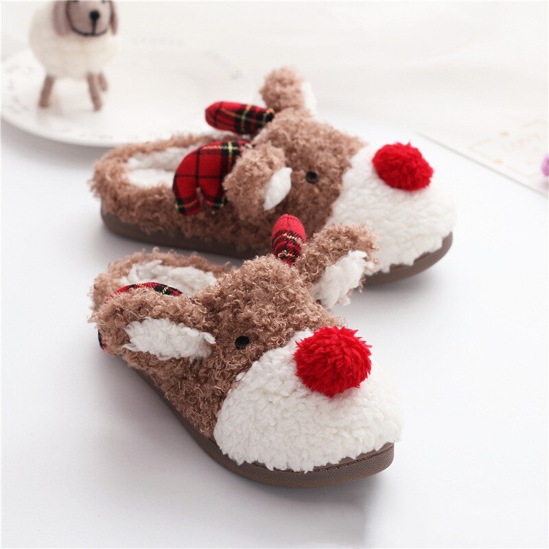 Suihyung Vrouwen Thuis Slippers Winter Warm Furry Indoor Vloer Schoenen Mooie Herten Vorm Slides Vrouw Nep Bont Slippers Katoenen Schoenen