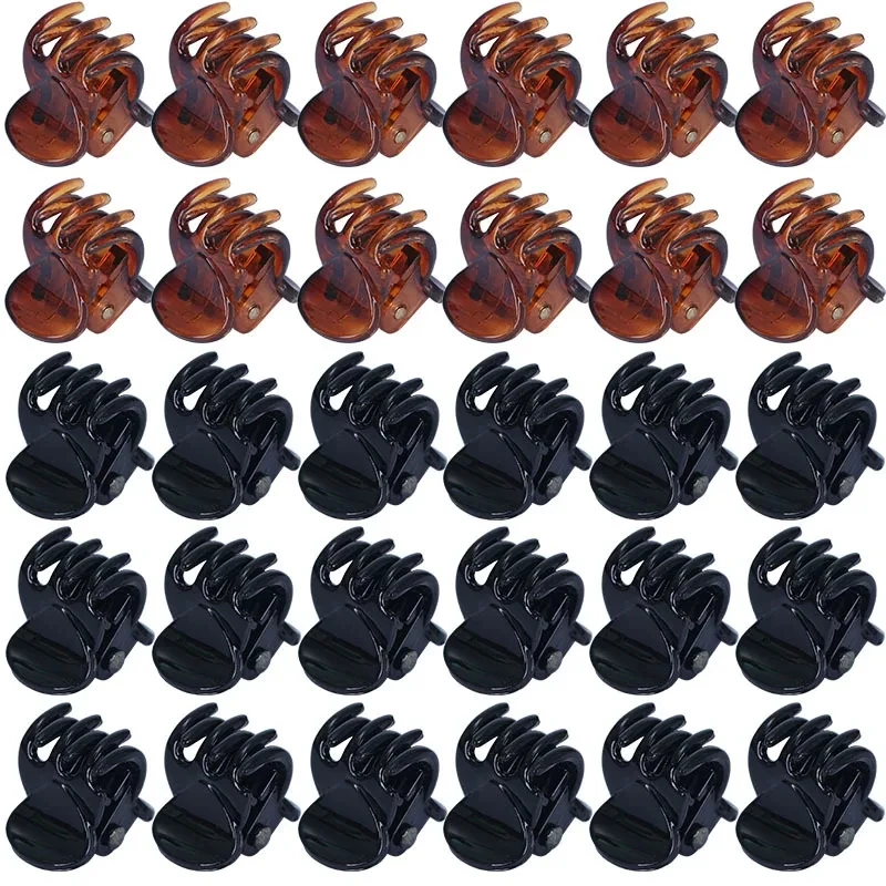 10-50pcs/pack Mini Hair Claw Clips for Women Girls Accessories Black Brown Transparent Plastic Mini Claws Hair Pins Clamp
