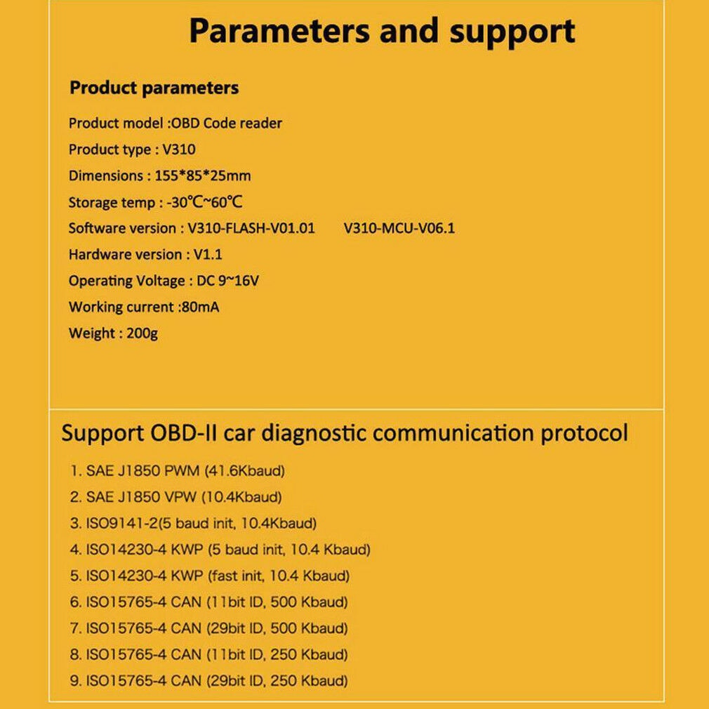 Auto Fehler Code Leser Motor- Überprüfen V310 OBD2 Scanner diagnostizieren Werkzeug Foxwell UK