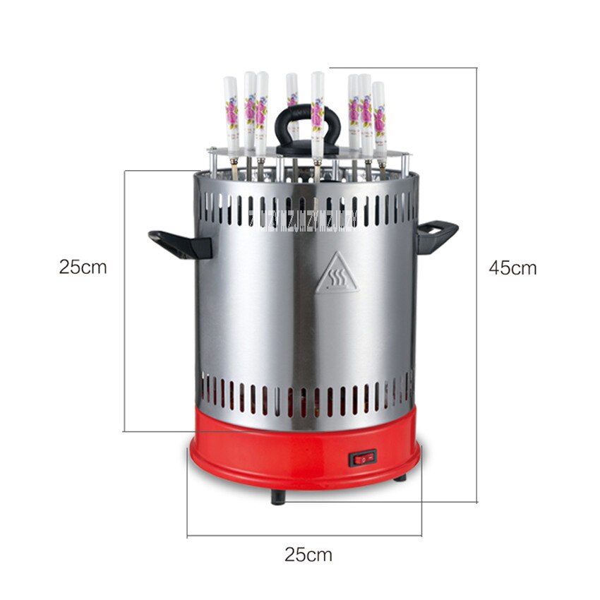 Automatic Rotary Electric Vertical Kebab Grill HSS-B108 Smokeless Rotisserie Stainless Steel Grill 1350W 220V 50HZ, 2-8 People