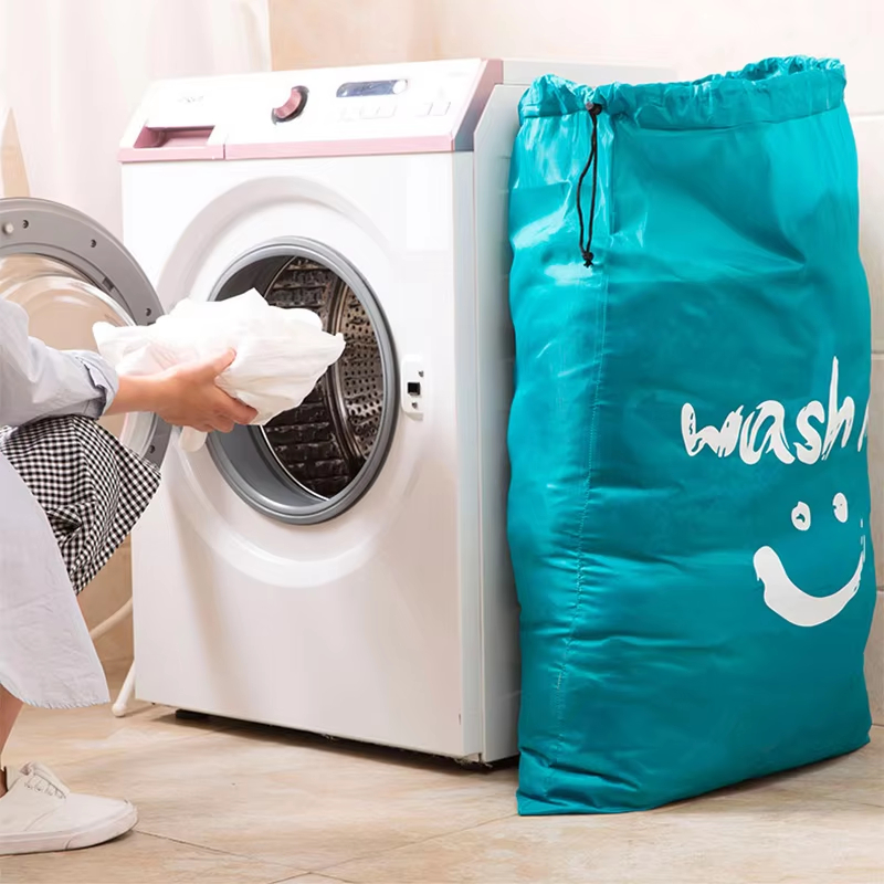 Nylon Laundry Bag Travel Storage Pouch Machine Washable Dirty Clothes Storage Wash Drawstring Bag Large Capacity