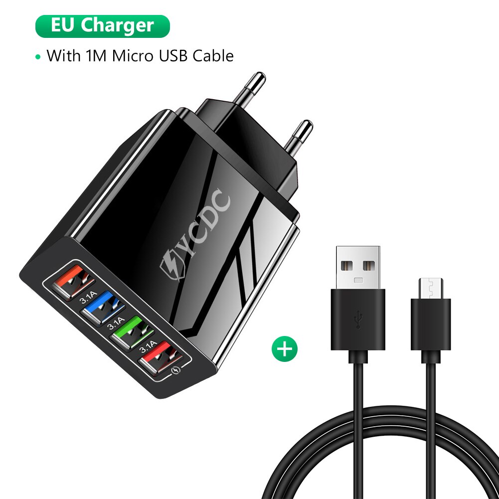 5V 3.5A/2.0A USB Phone Wall Charger Power Adapter EU Plug Universal With Cable for iPhone 13 12 Pro iPad Huawei Samsung: F