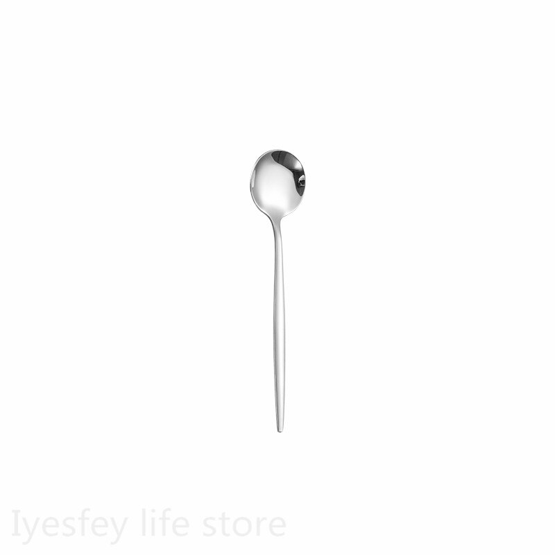 Argent coréen nourriture argenterie couverts 304 en acier inoxydable miroir polissage couteau cuillère fourchette dîner ensemble vaisselle vaisselle ensembles: tea spoon