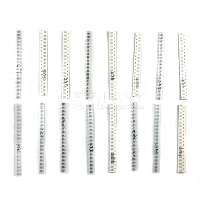 Kit surtido de condensadores SMD de 16 valores * 20 piezas = 3 20 piezas, 1206, 10pF ~ 22uF, piezas para bricolaje, y original