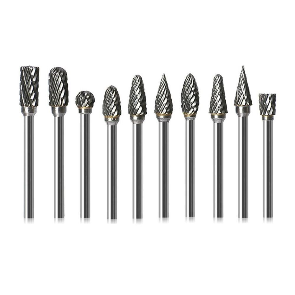 Shank Tungsten Carbide Milling Cutter Rotary Tool Burr Double Diamond Cut Rotary Dremel Tools Electric Grinding