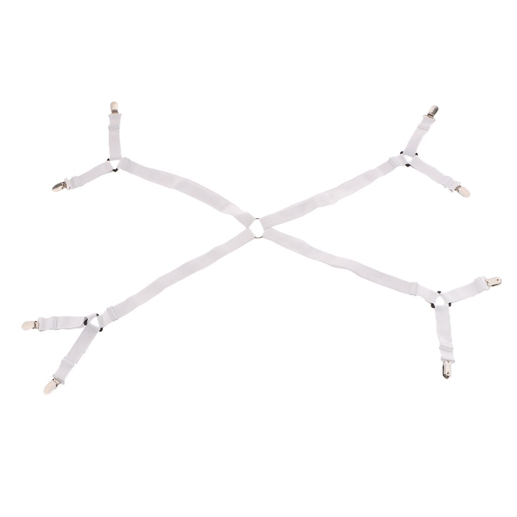 Bed Sheet Fasteners Band Straps, Adjustable Crisscross Elastic Sheets Suspenders Gripper Holder Clip