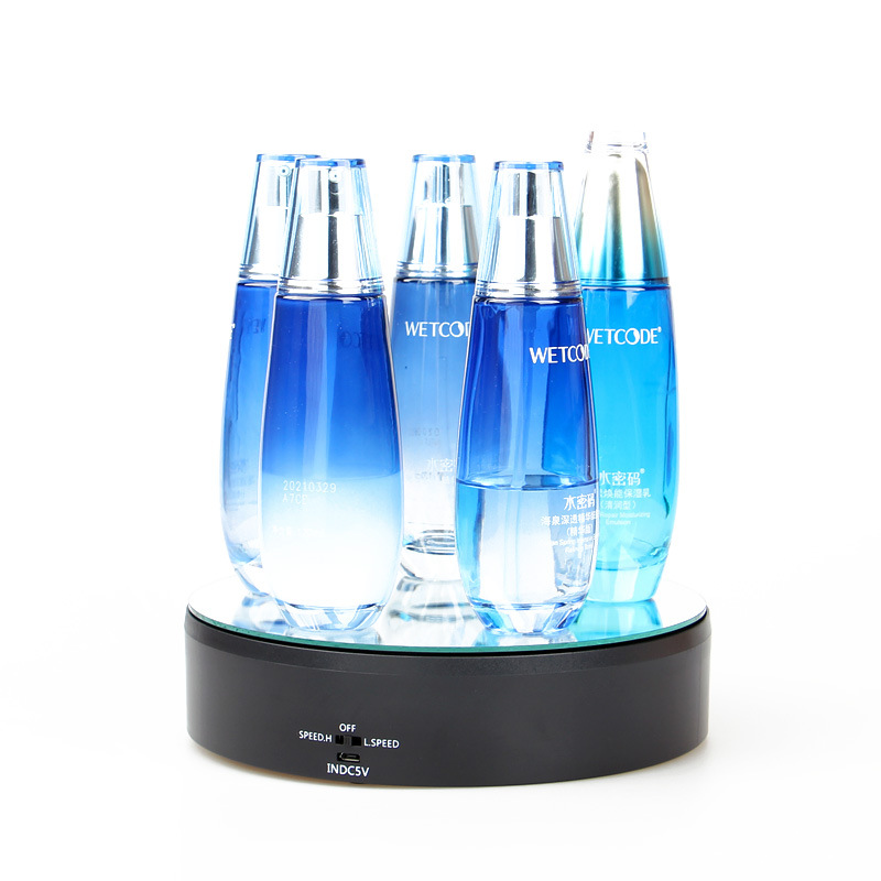 UNTCENT Mirror reflective 360 electric rotating display stand for camera phone watch jewelry display stand 2 speed +5kg load