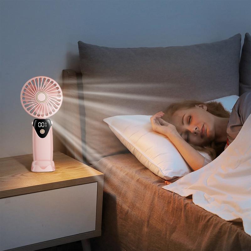 Folding USB Fan USB Charging Mini Cooling Fan Handheld Fast Cooling Outdoor Fan Foldable Cooler with LED Display for Camping Car