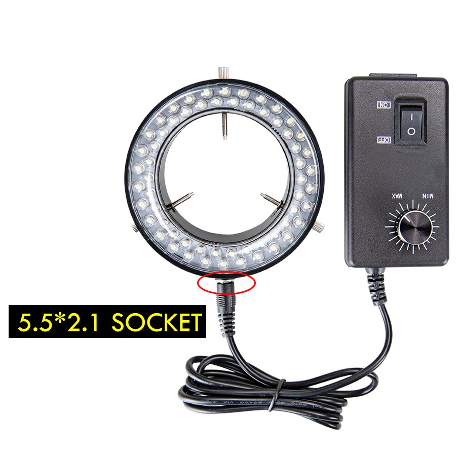 60 LEDs Stereo Microscoop LED Ring Light 4.5W 90-240V Professionele Verlichting Camera Vergrootglas Illuminator Voeding dimmer