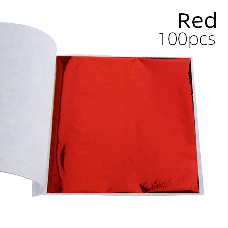 100 Stuks Sliver Koperfolie Papier Imitatie Bladgoud Vellen DIY Hand Nagel Ambachten Glanzend Vergulden Decor Art Lijnen Muur veelkleurig: Rood