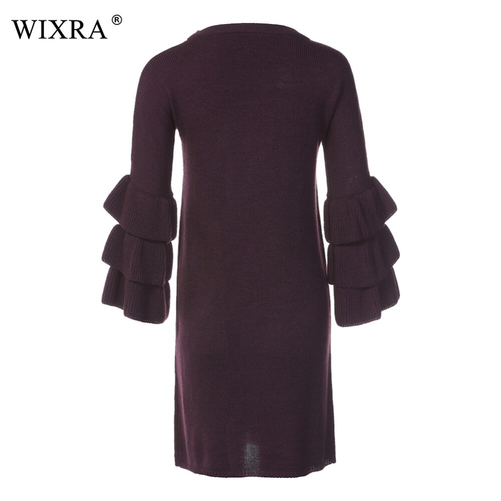 Wixra O-Neck Butterfly Sleeve Knitted Mini Dresses Women Dress Female Autumn Pretty Short Sweater Dress For Women