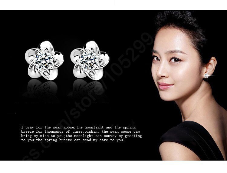 Venda quente elegante flor cz zircon 925 prata esterlina colar brincos conjunto feminino meninas festa de casamento conjunto de jóias
