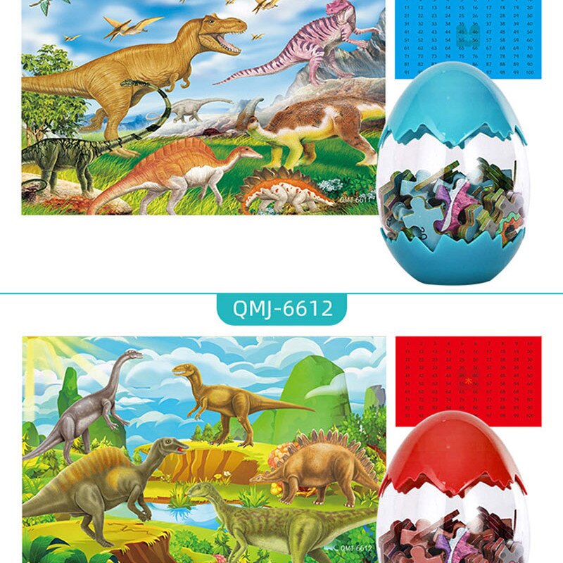 60pcs Wooden Christmas Dinosaur Puzzle Toy Dinosaur Egg Packaging 3D Mini Puzzle Board Decoration Toy