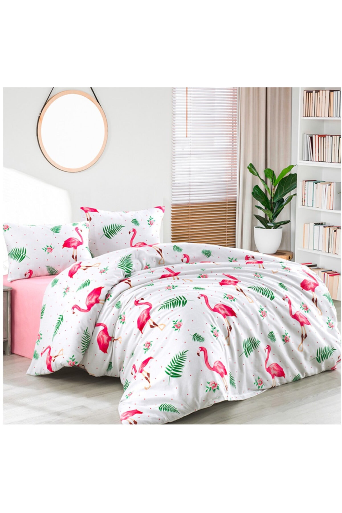 Ensemble de housse de couette simple Flamingo