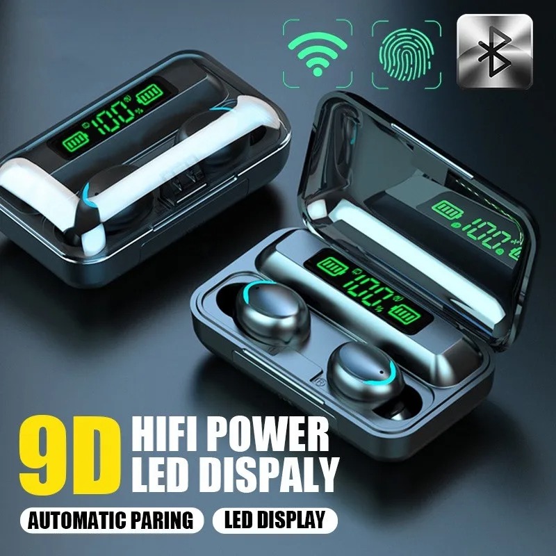 Nuevos auriculares Bluetooth F9 9D estéreo de graves altos auriculares deportivos manos libres Control táctil Tws auriculares inalámbricos auriculares impermeables