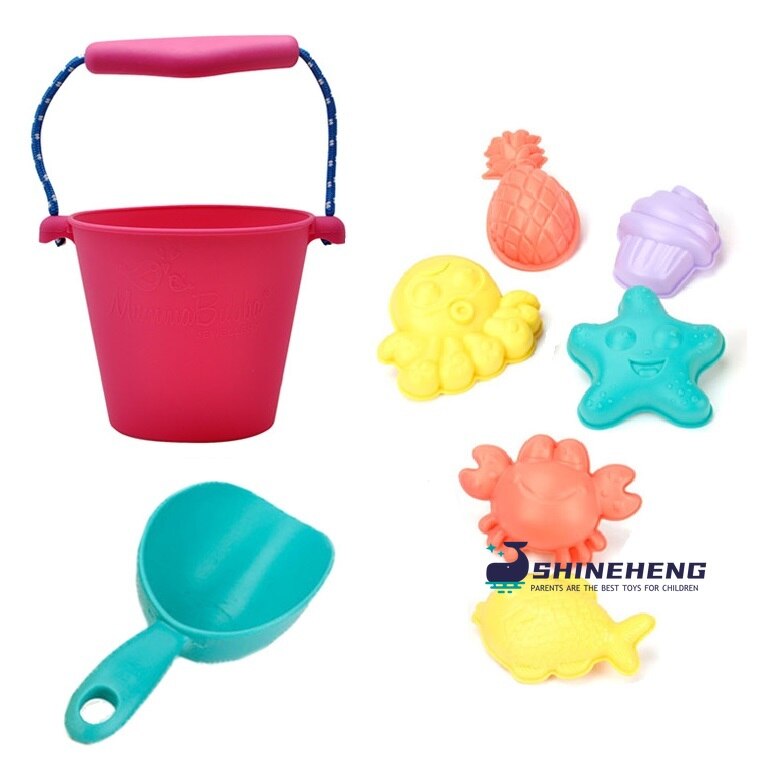 Children Beach Toys Silicone Bucket Summer Digging Sand Tools Summer Baby Water Game Play Outdoor Toy Set Sandbox for Boys Girls: SKU-007