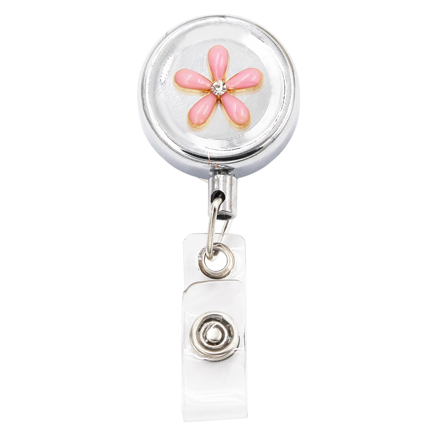 Idclip Flower Badge Reel ID Retractable Badge Holder Belt Clips Metal Heavy Duty Steel Wire Cord: 6