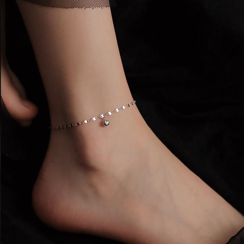Nuovo cavigliera moda in argento Sterling 925 per donna stelle luna/perla/cuore/perline ciondolo doppio strato catena cavigliera piedi gioielli: 1piece silver 25cm
