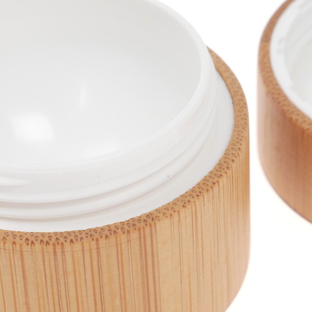 Natural Bamboo Refillable Bottle Cosmetics Jar Box Makeup Cream Storage Pot Container Portable Round Bottle