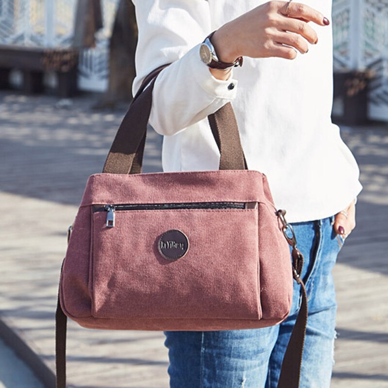 Borsa da donna Casual retrò in tela da donna borsa a tracolla singola borsa da donna in tela Multi-scomparto di grande capacità: Cielo Blu