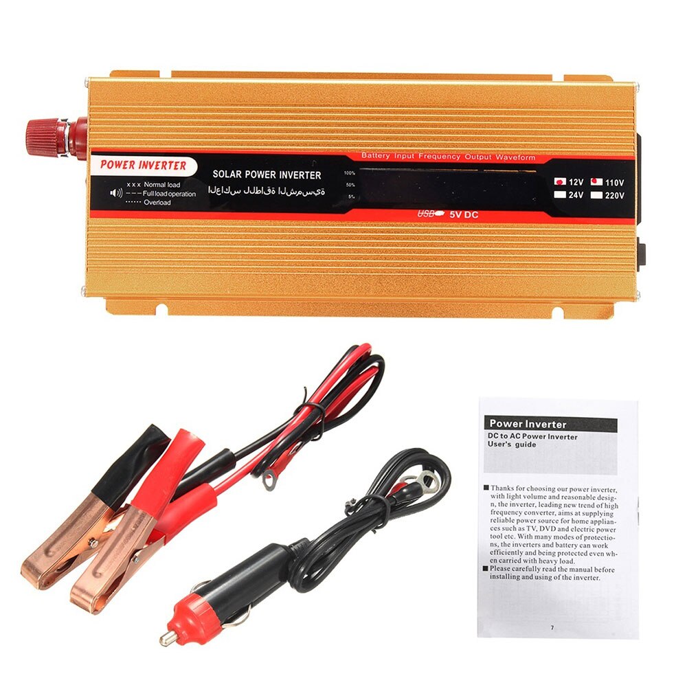 DC12V/24V To AC110V Vehicle Car Inverter Peak 1500W High Performance Outdoor Auto Inverter Portable LED Solar Power Inverter