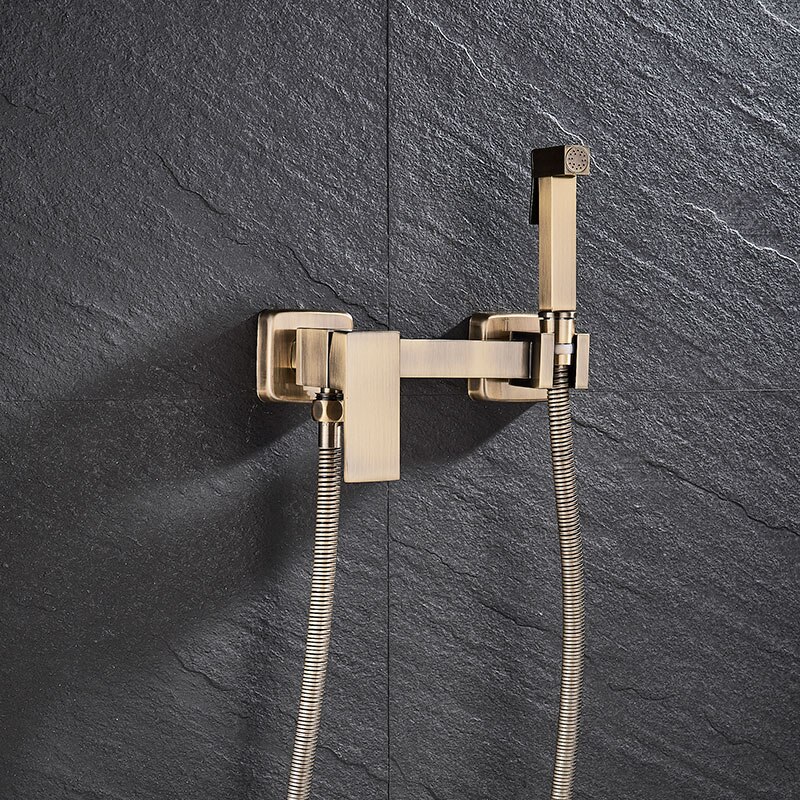 Europe Antique Brass Bath Bidet Faucet Cold Mixer Crane Bath Toilet flushing tool chrome or Antique Polished Wall Mount