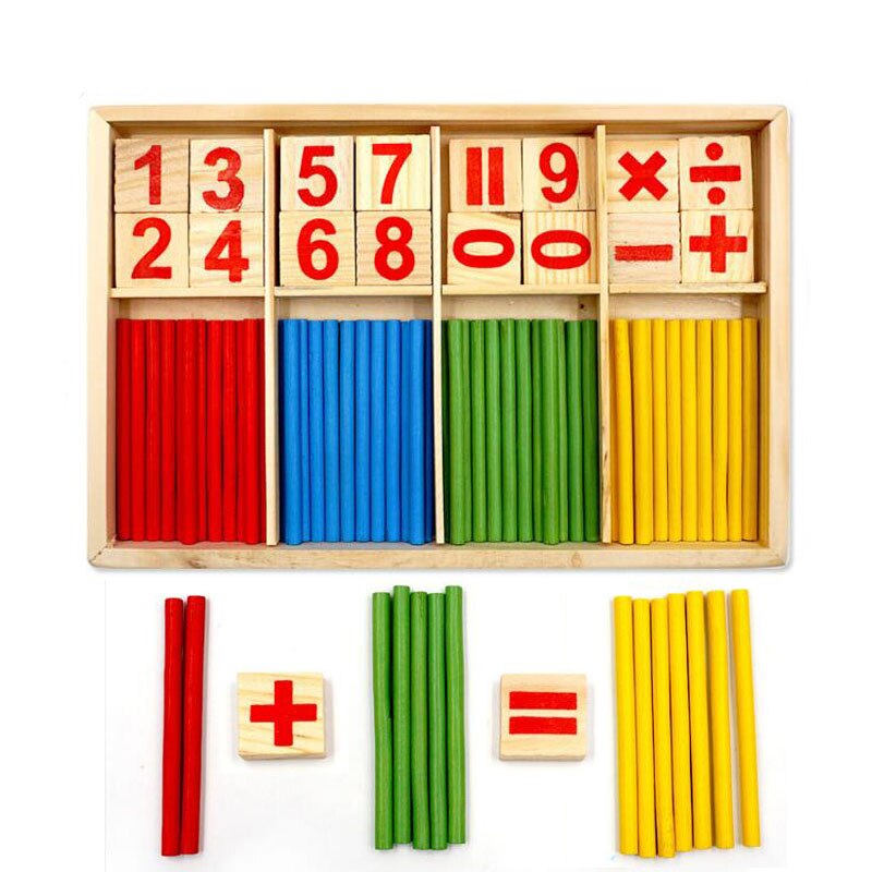 Baby Education Toys Montessori Box Digital Clock Math Toy Number digital Counting Wood Stick Baby Kids Toy: Wood box sticks