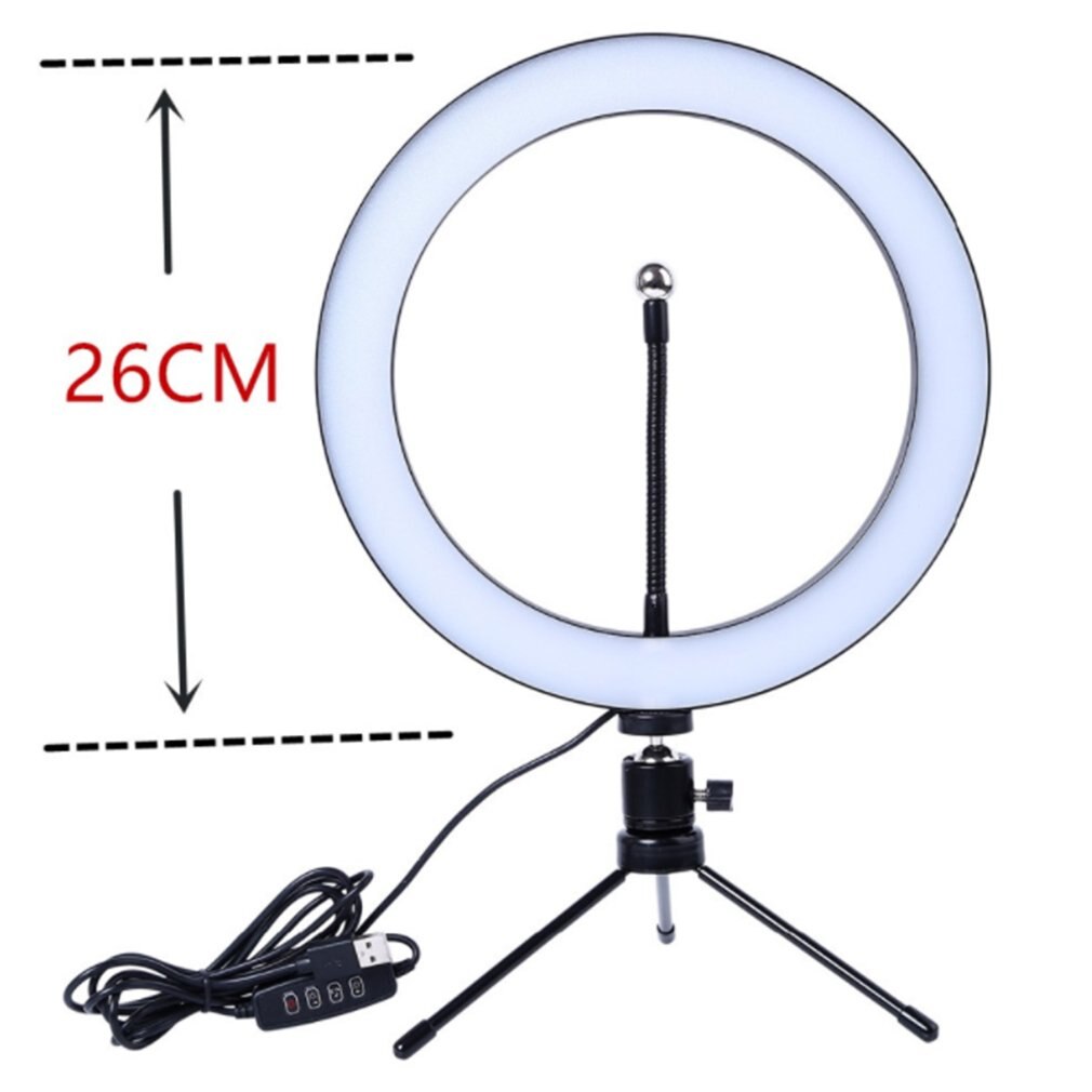 CHAUDE Photographie Licht Dimbare Studio LED Caméra Anneau Licht Foto Telefoon Lampe Vidéo Selfie Support