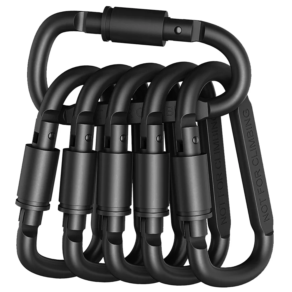 Mosquetón para mochila, llavero para acampar al aire libre, senderismo, aleación de aluminio, anillo en D, Clip de bloqueo, hebilla, gancho, herramientas de escalada, 6 uds.: Rojo