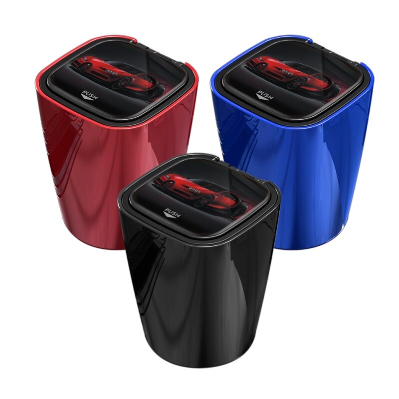 Cenicero multifunción para coche, accesorio con cubierta de luz LED azul, automático, retardante de llama, interior