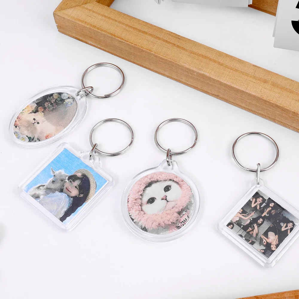 1-10 Uds DIY foto Keychian acrílico imagen insertar llavero cuadrado redondo personalizado llaveros divididos para de graduación de aniversario