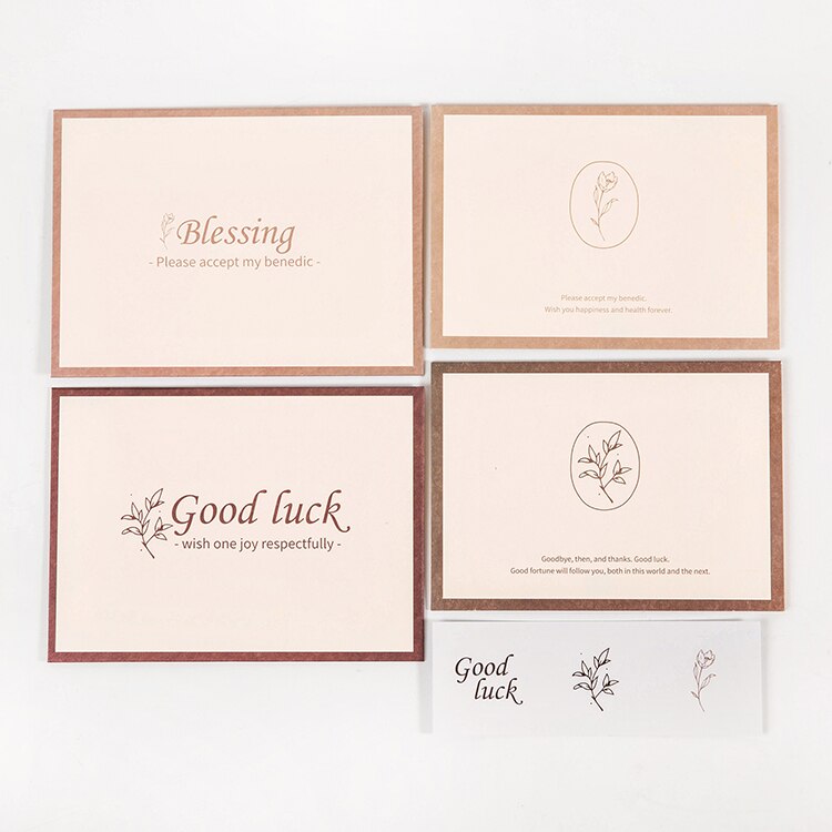 Greeting Card Envelope Set Warm Wishes Series Fresh Art Birthday Blessing Card Stationery School Office Supplies: D