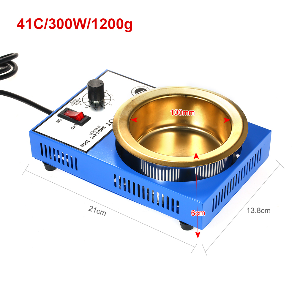 Olla de soldadura de 220V y 300W, horno de fusión de estaño, termorregulación, baño para soldar, 100/80/50/38mm, 200 ~ 450 grados centígrados, enchufe de la UE: 300W