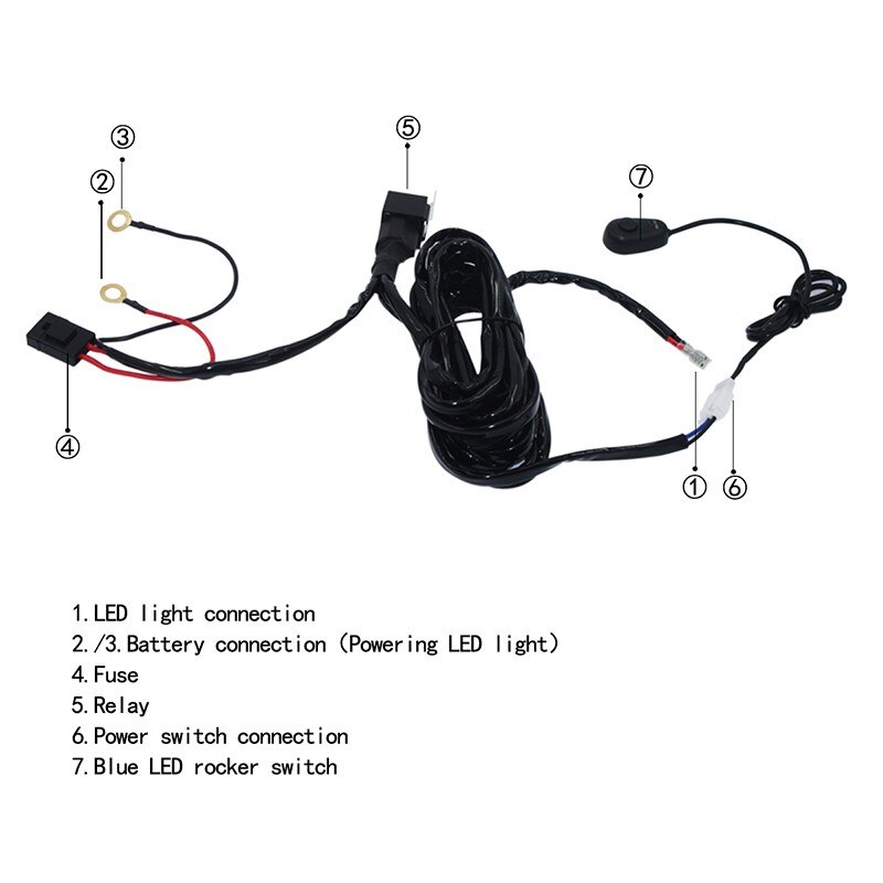 Universal 300W Car High-power Switch Wiring Harness Kit 14AWG Relay Fuse Set wiring harness For Car Work Lights Truck Motorcycle: Default Title