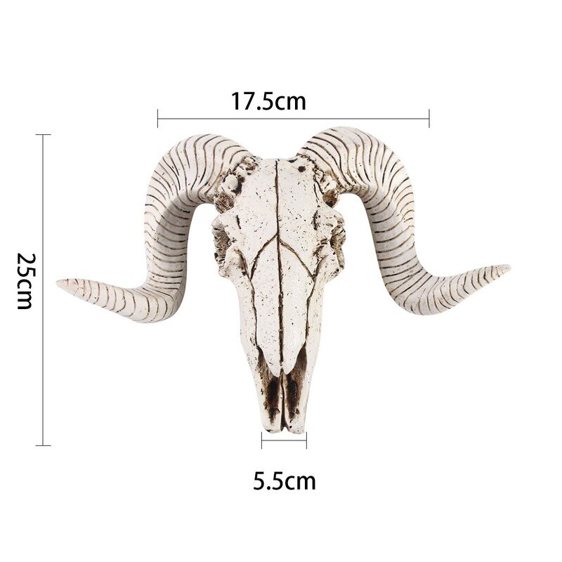 3D Horns Skull Ornament Resin Skull Retro Wall Hanging Crafts Home Office Decor Animal Skull Home Decoration