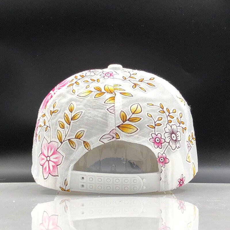 Gorra de béisbol sencilla para mujer, gorro con bordado de flores, Snapback, malla, Verano