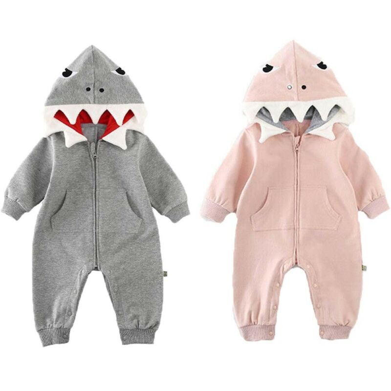 3D Cosplay Shark Strampler Kinder Kleinkind Baby Jungen Mädchen Long Sleeve Zipper Romper Overall Mit Kapuze Kleidung Outfits Kostüm