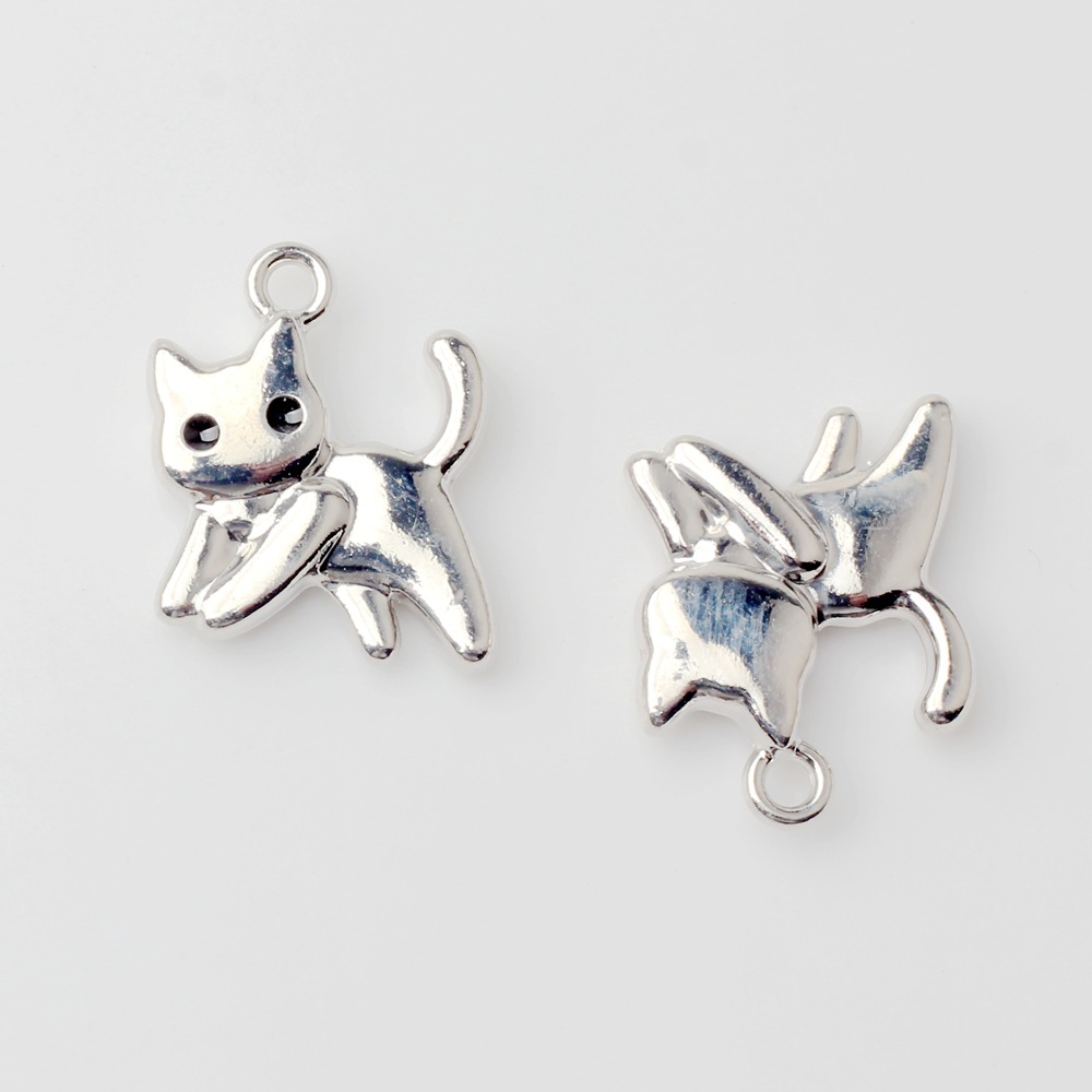 10 stk/parti 14*16mm legerings spraymaling katteanheng sjarm til halskjede armbånd smykker gjør-det-selv tilbehør: rhodium belagt